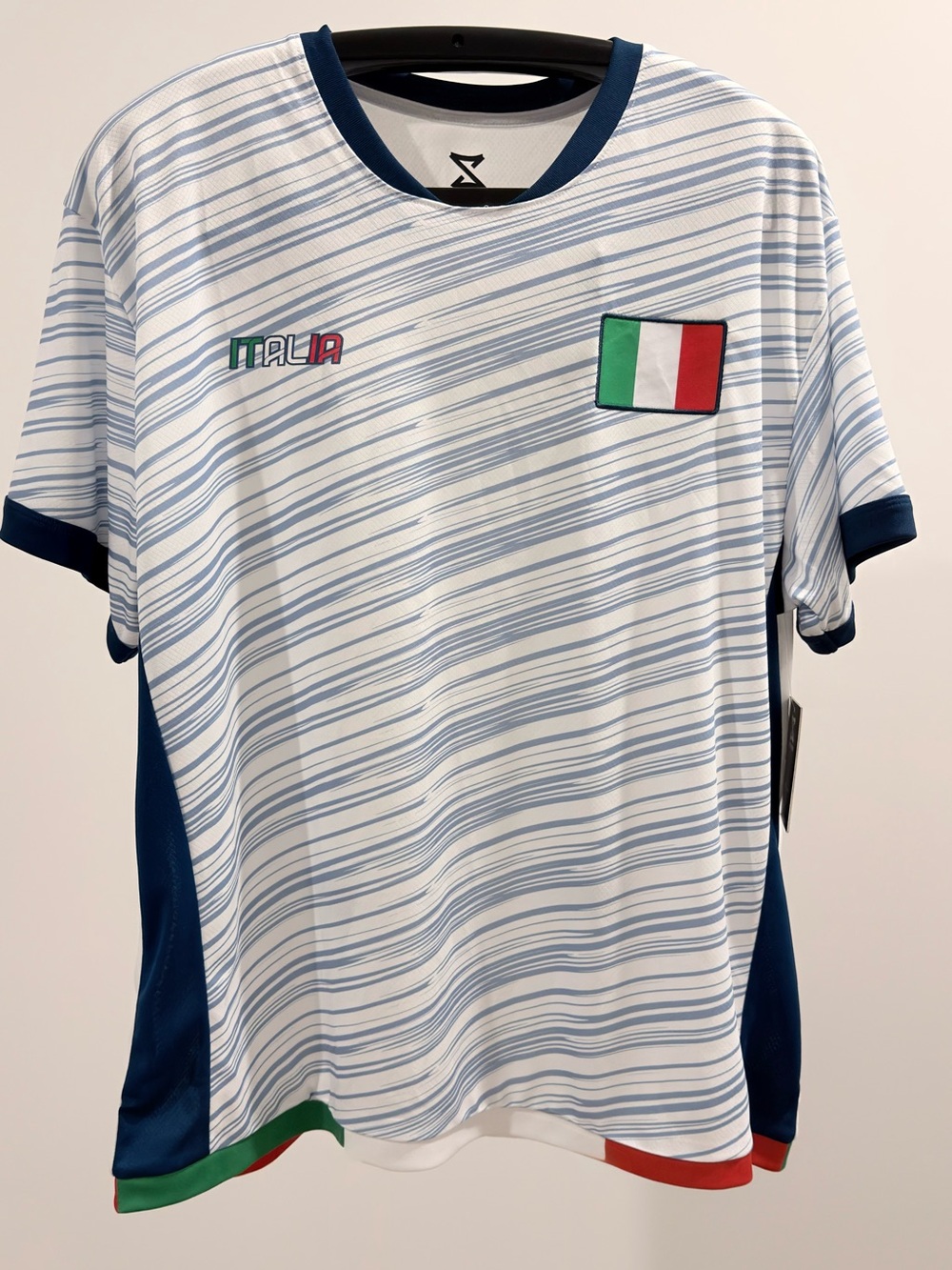 Italia Striped Men's Football/Soccer Jersey- White & Blue- 2XL- NWT